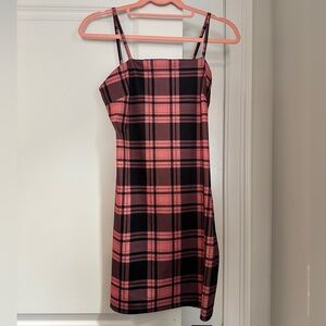 Pink & Black Plaid Mini Dress